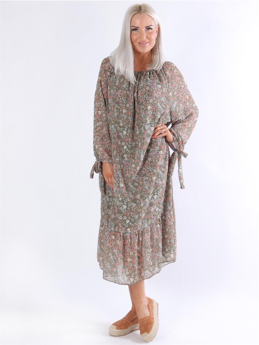 Gigi - Lang kjole med blomsterprint i chiffon